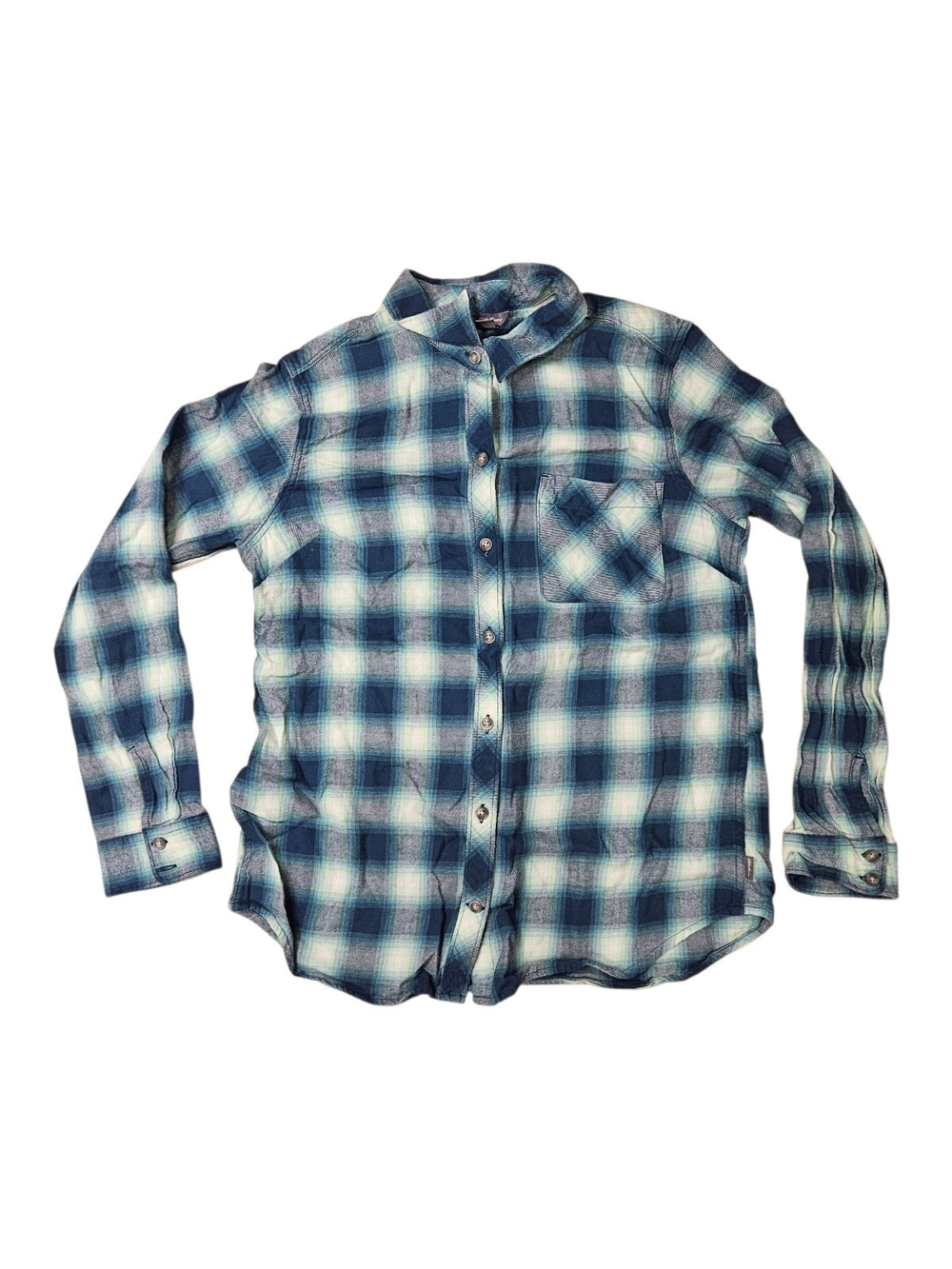 Eddie Bauer Green Plaid Button Up Shirt